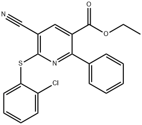 ETHYL 6-[(2-CHLOROPHENYL)SULFANYL]-5-CYANO-2-PHENYLNICOTINATE Struktur