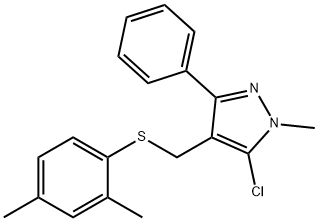 (5-CHLORO-1-METHYL-3-PHENYL-1H-PYRAZOL-4-YL)METHYL 2,4-DIMETHYLPHENYL SULFIDE Struktur