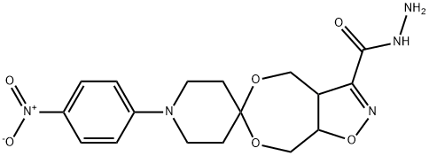 [4,5-BIS-(HYDROXYMETHYL)-4,5-DIHYDROISOXAZOLE-3-CARBOXYLIC ACID HYDRAZIDE][1-(4-NITROPHENYL)PIPERID-4-ONE]ACETAL Struktur