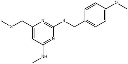 2-[(4-METHOXYBENZYL)SULFANYL]-N-METHYL-6-[(METHYLSULFANYL)METHYL]-4-PYRIMIDINAMINE Struktur