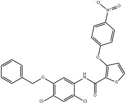 N-[5-(BENZYLOXY)-2,4-DICHLOROPHENYL]-3-(4-NITROPHENOXY)-2-THIOPHENECARBOXAMIDE Struktur