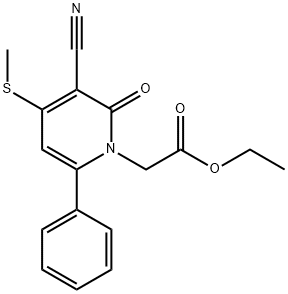 ETHYL 2-[3-CYANO-4-(METHYLSULFANYL)-2-OXO-6-PHENYL-1(2H)-PYRIDINYL]ACETATE Struktur