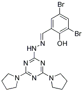 3,5-DIBROMO-2-HYDROXYBENZALDEHYDE (4,6-DIPYRROLIDIN-1-YL-1,3,5-TRIAZIN-2-YL)HYDRAZONE Struktur