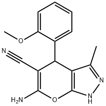 6-AMINO-4-(2-METHOXYPHENYL)-3-METHYL-4H-PYRANO[3,2-D]PYRAZOLE-5-CARBONITRILE Struktur