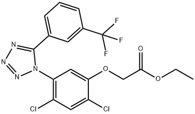 ETHYL 2-(2,4-DICHLORO-5-(5-[3-(TRIFLUOROMETHYL)PHENYL]-1H-1,2,3,4-TETRAAZOL-1-YL)PHENOXY)ACETATE Struktur