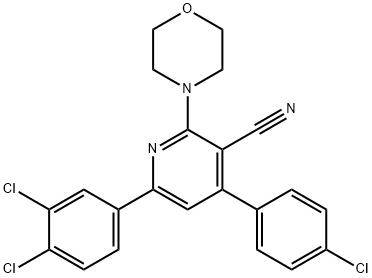 4-(4-CHLOROPHENYL)-6-(3,4-DICHLOROPHENYL)-2-MORPHOLINONICOTINONITRILE Struktur