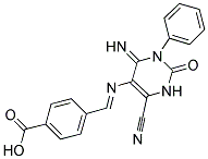 4-(2-AZA-2-(6-NITRILO-2-IMINO-4-OXO-3-PHENYL(5H-3,5-DIAZINYL))VINYL)BENZOIC ACID Struktur