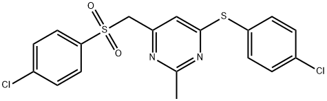 4-CHLOROPHENYL (6-[(4-CHLOROPHENYL)SULFANYL]-2-METHYL-4-PYRIMIDINYL)METHYL SULFONE Struktur