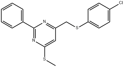 4-([(4-CHLOROPHENYL)SULFANYL]METHYL)-6-(METHYLSULFANYL)-2-PHENYLPYRIMIDINE Struktur