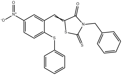 3-BENZYL-5-([5-NITRO-2-(PHENYLSULFANYL)PHENYL]METHYLENE)-2-THIOXO-1,3-THIAZOLAN-4-ONE Struktur