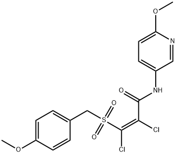 2,3-DICHLORO-3-[(4-METHOXYBENZYL)SULFONYL]-N-(6-METHOXY-3-PYRIDINYL)ACRYLAMIDE Struktur