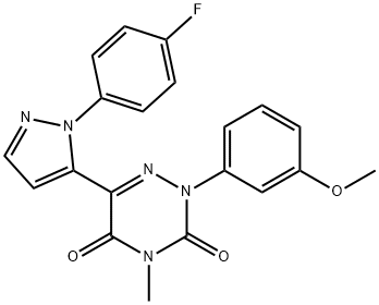 6-[1-(4-FLUOROPHENYL)-1H-PYRAZOL-5-YL]-2-(3-METHOXYPHENYL)-4-METHYL-1,2,4-TRIAZINE-3,5(2H,4H)-DIONE Struktur