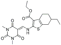 ETHYL 2-((1,3-DIMETHYL-2,4,6-TRIOXO-TETRAHYDROPYRIMIDIN-5(6H)-YLIDENE)METHYLAMINO)-6-ETHYL-4,5,6,7-TETRAHYDROBENZO[B]THIOPHENE-3-CARBOXYLATE Struktur