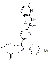 2-(4-BROMOPHENYL)-6,6-DIMETHYL-1-(4-(((4-METHYL-PYRIMIDIN-2-YL)AMINO)SULFONYL)PHENYL)-5,6,7-TRIHYDROINDOL-4-ONE Struktur