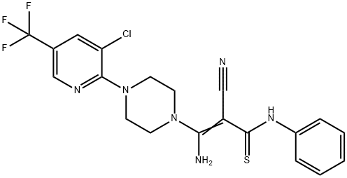 3-AMINO-3-(4-[3-CHLORO-5-(TRIFLUOROMETHYL)-2-PYRIDINYL]PIPERAZINO)-2-CYANO-N-PHENYL-2-PROPENETHIOAMIDE Struktur