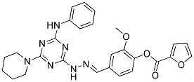 (E)-2-METHOXY-4-((2-(4-(PHENYLAMINO)-6-(PIPERIDIN-1-YL)-1,3,5-TRIAZIN-2-YL)HYDRAZONO)METHYL)PHENYL FURAN-2-CARBOXYLATE Struktur