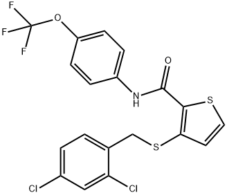 3-[(2,4-DICHLOROBENZYL)SULFANYL]-N-[4-(TRIFLUOROMETHOXY)PHENYL]-2-THIOPHENECARBOXAMIDE Struktur