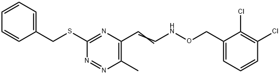 3-(BENZYLSULFANYL)-5-(2-([(2,3-DICHLOROBENZYL)OXY]AMINO)VINYL)-6-METHYL-1,2,4-TRIAZINE Struktur