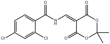 2,4-DICHLORO-N-[(2,2-DIMETHYL-4,6-DIOXO-1,3-DIOXAN-5-YLIDEN)METHYL]BENZENECARBOXAMIDE Struktur