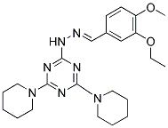 (E)-2-(2-(3-ETHOXY-4-METHOXYBENZYLIDENE)HYDRAZINYL)-4,6-DI(PIPERIDIN-1-YL)-1,3,5-TRIAZINE Struktur