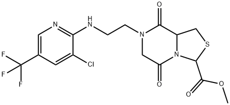 METHYL 7-(2-([3-CHLORO-5-(TRIFLUOROMETHYL)-2-PYRIDINYL]AMINO)ETHYL)-5,8-DIOXOHEXAHYDRO[1,3]THIAZOLO[3,4-A]PYRAZINE-3-CARBOXYLATE Struktur