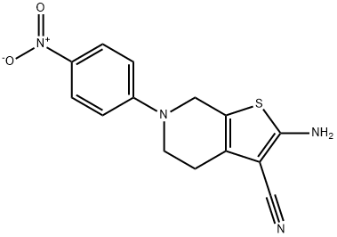 2-AMINO-6-(4-NITROPHENYL)-4,5,6,7-TETRAHYDROTHIENO[2,3-C]PYRIDINE-3-CARBONITRILE Struktur