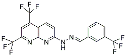 3-(TRIFLUOROMETHYL)BENZENECARBALDEHYDE N-[5,7-BIS(TRIFLUOROMETHYL)[1,8]NAPHTHYRIDIN-2-YL]HYDRAZONE Struktur