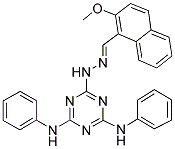 (E)-6-(2-((2-METHOXYNAPHTHALEN-1-YL)METHYLENE)HYDRAZINYL)-N2,N4-DIPHENYL-1,3,5-TRIAZINE-2,4-DIAMINE Struktur