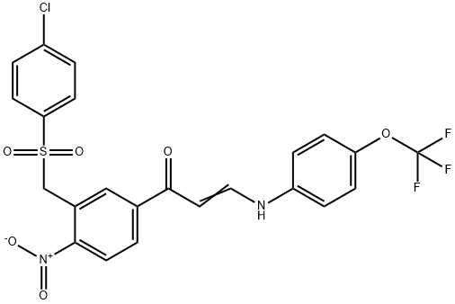 1-(3-([(4-CHLOROPHENYL)SULFONYL]METHYL)-4-NITROPHENYL)-3-[4-(TRIFLUOROMETHOXY)ANILINO]-2-PROPEN-1-ONE Struktur