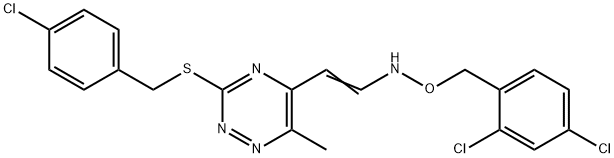 3-[(4-CHLOROBENZYL)SULFANYL]-5-(2-([(2,4-DICHLOROBENZYL)OXY]AMINO)VINYL)-6-METHYL-1,2,4-TRIAZINE Struktur