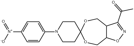 3-ACETYL-4,5-BIS(HYDROXYMETHYL)-4,5-DIHYDROISOXAZOLE-N-(4-NITOPHENYL)PIPERID-4-ONE ACETAL Struktur