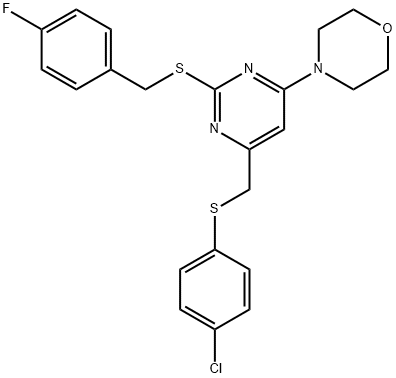 4-(6-([(4-CHLOROPHENYL)SULFANYL]METHYL)-2-[(4-FLUOROBENZYL)SULFANYL]-4-PYRIMIDINYL)MORPHOLINE Struktur