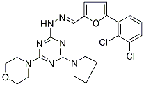 (E)-4-(4-(2-((5-(2,3-DICHLOROPHENYL)FURAN-2-YL)METHYLENE)HYDRAZINYL)-6-(PYRROLIDIN-1-YL)-1,3,5-TRIAZIN-2-YL)MORPHOLINE Struktur