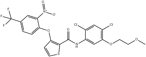 N-[2,4-DICHLORO-5-(2-METHOXYETHOXY)PHENYL]-3-[2-NITRO-4-(TRIFLUOROMETHYL)PHENOXY]-2-THIOPHENECARBOXAMIDE Struktur