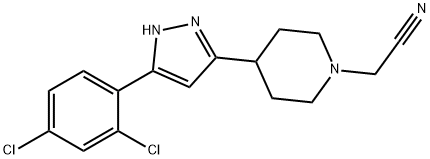 2-(4-[5-(2,4-DICHLOROPHENYL)-1H-PYRAZOL-3-YL]PIPERIDINO)ACETONITRILE Struktur