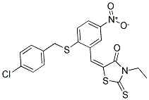 5-((2-[(4-CHLOROBENZYL)SULFANYL]-5-NITROPHENYL)METHYLENE)-3-ETHYL-2-THIOXO-1,3-THIAZOLAN-4-ONE Struktur