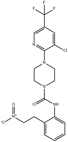 4-[3-CHLORO-5-(TRIFLUOROMETHYL)-2-PYRIDINYL]-N-[2-(2-NITROETHYL)PHENYL]TETRAHYDRO-1(2H)-PYRAZINECARBOXAMIDE Struktur