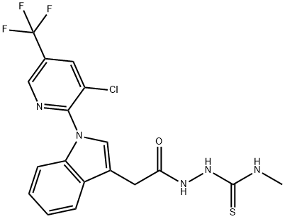 2-(2-(1-[3-CHLORO-5-(TRIFLUOROMETHYL)-2-PYRIDINYL]-1H-INDOL-3-YL)ACETYL)-N-METHYL-1-HYDRAZINECARBOTHIOAMIDE Struktur