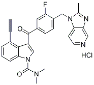 4-ETHYNYL-N,N-DIMETHYL-3-[3-FLUORO-4-[(2-METHYL-1H-IMIDAZO-[4,5-C]PYRIDIN-1-YL)METHYL]BENZOYL]-1H-INDOLE-1-CARBOXAMIDE HYDROCHLORIDE Struktur