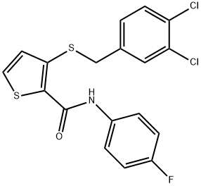 3-[(3,4-DICHLOROBENZYL)SULFANYL]-N-(4-FLUOROPHENYL)-2-THIOPHENECARBOXAMIDE Struktur