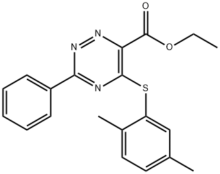 ETHYL 5-[(2,5-DIMETHYLPHENYL)SULFANYL]-3-PHENYL-1,2,4-TRIAZINE-6-CARBOXYLATE Struktur