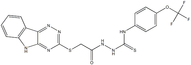 4-(4-(TRIFLUOROMETHOXY)PHENYL)-1-(2-(2,3,6-TRIAZINO[5,4-B]INDOL-3-YLTHIO)ACETYL)THIOSEMICARBAZIDE Struktur