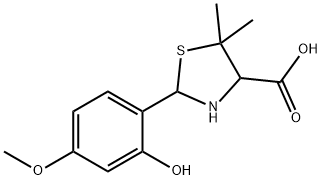 2-(2-HYDROXY-4-METHOXYPHENYL)-5,5-DIMETHYL-1,3-THIAZOLIDINE-4-CARBOXYLIC ACID Struktur