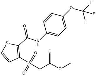 METHYL 2-[(2-([4-(TRIFLUOROMETHOXY)ANILINO]CARBONYL)-3-THIENYL)SULFONYL]ACETATE Struktur