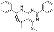 N-[5-ACETYL-6-(METHYLTHIO)-2-PHENYLPYRIMIDIN-4-YL]BENZAMIDE Struktur