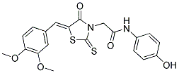 2-[(5Z)-5-(3,4-DIMETHOXYBENZYLIDENE)-4-OXO-2-THIOXO-1,3-THIAZOLIDIN-3-YL]-N-(4-HYDROXYPHENYL)ACETAMIDE Struktur