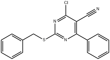 2-(BENZYLSULFANYL)-4-CHLORO-6-PHENYL-5-PYRIMIDINECARBONITRILE Struktur