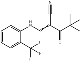 2-(2,2-DIMETHYLPROPANOYL)-3-((2-(TRIFLUOROMETHYL)PHENYL)AMINO)PROP-2-ENENITRILE Structure