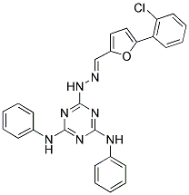 (E)-6-(2-((5-(2-CHLOROPHENYL)FURAN-2-YL)METHYLENE)HYDRAZINYL)-N2,N4-DIPHENYL-1,3,5-TRIAZINE-2,4-DIAMINE Struktur