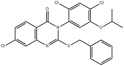 2-(BENZYLSULFANYL)-7-CHLORO-3-(2,4-DICHLORO-5-ISOPROPOXYPHENYL)-4(3H)-QUINAZOLINONE Struktur